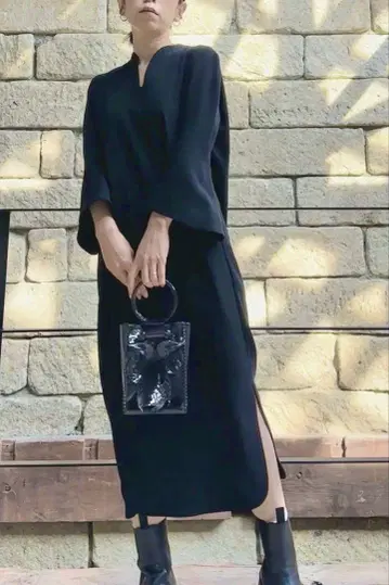 Acetate Polyester V-Neck Dress