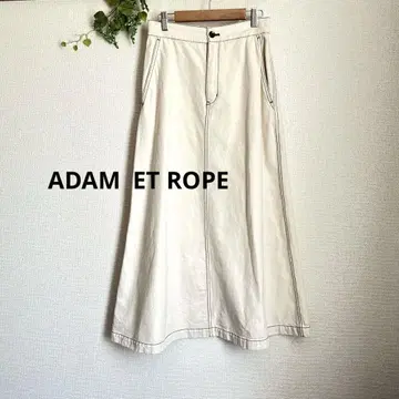 ADAM ET ROPE 화이트 데님 플레어 롱 스커트