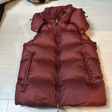 Johnbull 후드 부착 다운 베스트 와인 레드