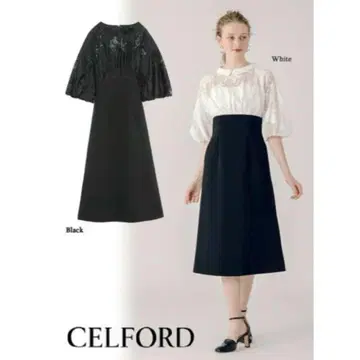 CELFORD 반팔 롱 원피스 블랙