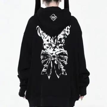 TRAVAS TOKYO 고양이 프린트 ZIP 후드티