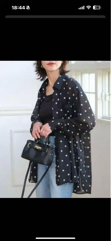 Spick and Span 시어 도트 셔츠 블랙