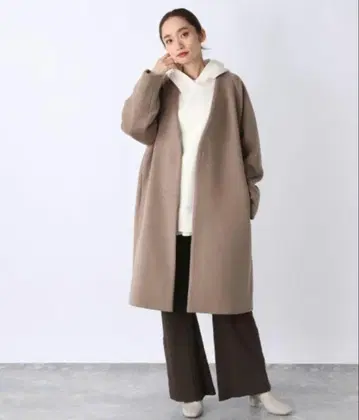 숏 비버 노카라 코트