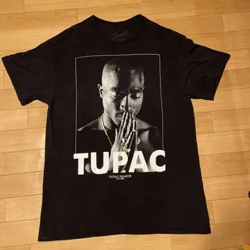 2PAC 추모 티셔츠 양면 프린트 대형 페이드 블랙 블랙