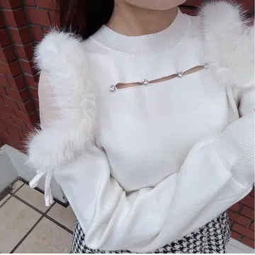 evelyn 니트 퍼 화이트