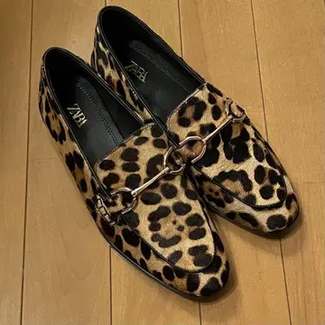 ZARA 자라 송치 홀스빗 로퍼 37 표범 무늬 수납 가방 포함
