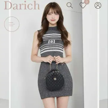 Darich 파일 로고 보더 니트 미니 원피스
