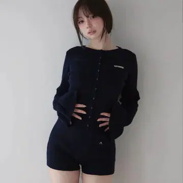 andmary Pansy 니트 세트 업 네이비