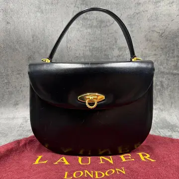 로너 핸드백 가죽 골드 금장 장식 수납 가방 여성용 블랙