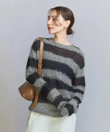 새상품급 UNITED ARROWS 알파카 나일론 스카시 크루넥 니트