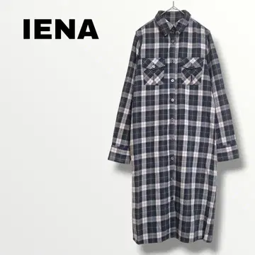 [ 이에나 IENA ] 체크 셔츠 원피스 S-M 네이비 그린 겉옷 캐주얼