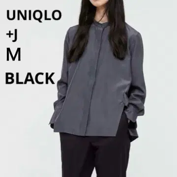UNIQLO +J 질 샌더 실크 스탠드 카라 셔츠 M BLACK