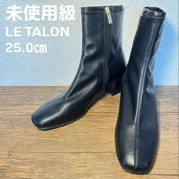 [ 미사용 새상품 ] LE TALON 블랙 부츠 사이드 지퍼 25.0cm