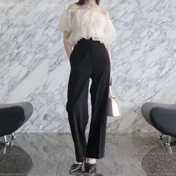 EIMY ISTOIRE 센터 프레스 스트레이트 슬림 팬츠