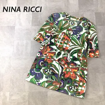새상품급 NINA RICCI 올 패턴 노카라 자켓 반팔 V넥
