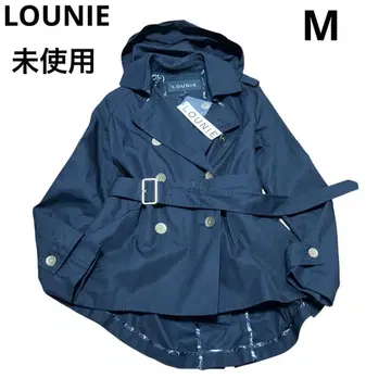 미사용 LOUNIE 루니 트렌치코트 벨트 후드 골드 버튼