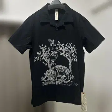 SHINYA KAZUKI 자수 디자인 블랙 셔츠