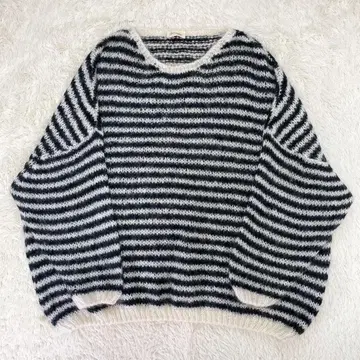 [레어] 아메리칸 빈티지 모헤어 70% 보더 오버 사이즈 니트