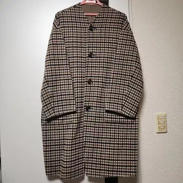 LE GLAZIK 체크 무늬 롱 코트