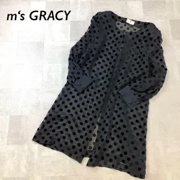 m's GRACY 도트 무늬 시어 롱 자켓 블랙