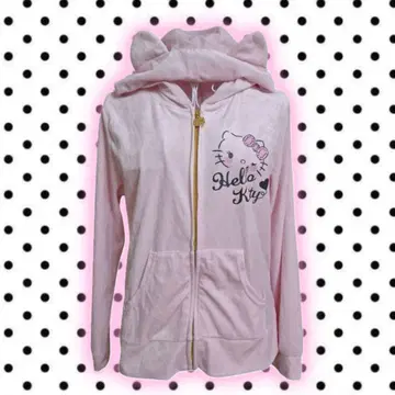 공주 갸루 키티 후드티 고양이 귀 핑크 벨로아 헤이세이 갸루 시즈니룩