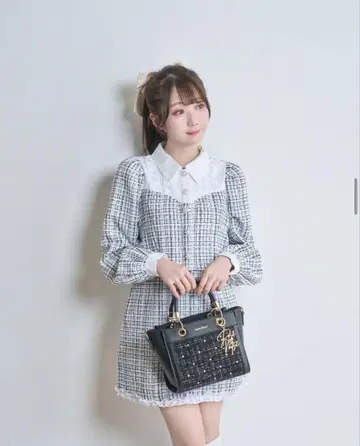 RoseMuse Many frills tweed mini set up
