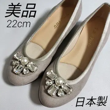새상품급 푸치페를 플랫슈즈 22cm 스웨이드 펄 비쥬