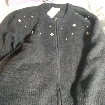 Hina Style 신상 비쥬 장식 집업 가디건 3L