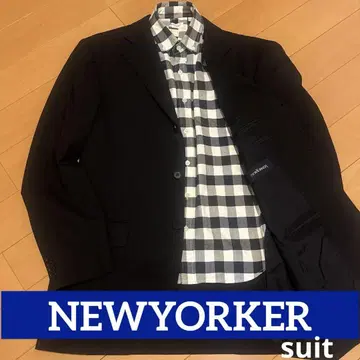 [뉴요커] 싱글 수트 백 오픈 섀도우 체크 무늬 블랙