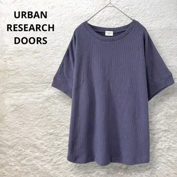 URBAN RESEARCH DOORS 크루넥 티셔츠 퍼플 면린넨