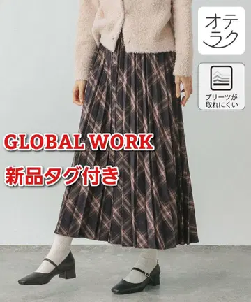 택 포함 새상품 글로벌 워크 관리 편한 플리츠 스커트 체크