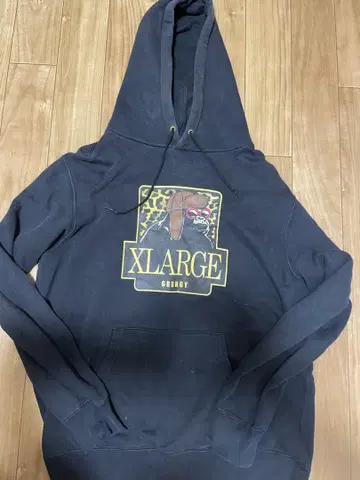 XLARGE 후드티 블랙 레오파드 무늬