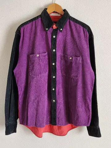 90s 크레이지 패턴 코듀로이 셔츠 멀티 코즈 올드 빈티지 구제 의류