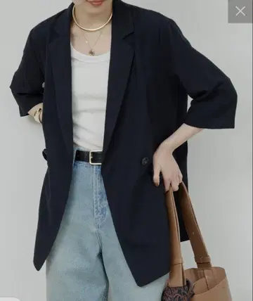 택 포함 새상품 GALLARDAGALANTE 네이비 하프 슬리브 자켓