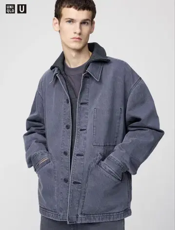 UNIQLO U 오버 사이즈 컬러 데님 자켓 그레이 M