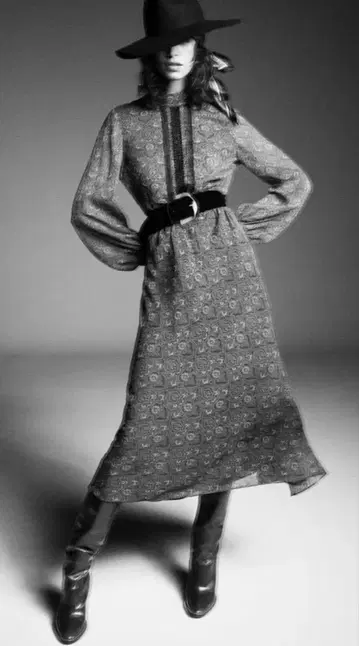 새상품 ZARA 프린트 패턴 벨트 원피스 S