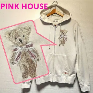 초레어 PINK HOUSE 리본 테디베어 곰돌이 BIG 자수 후드티