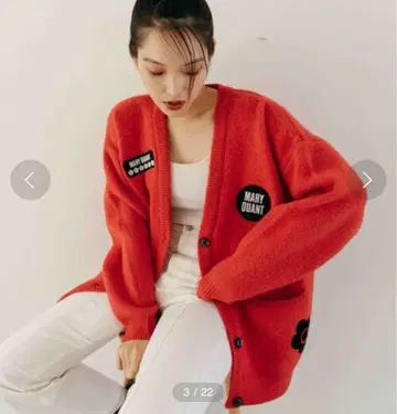 MARYQUANT/마리퀀트 와펜 샤기 니트 가디건