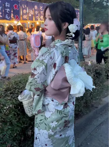 [ 새상품 당일 발송 ] 수채화 꽃무늬 유카타 세트 [gi1401]
