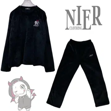 NieR 자수 디자인 퍼 후드 셋업