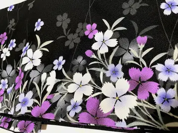 꽃무늬 코몬 기모노 블랙 보라색 화이트