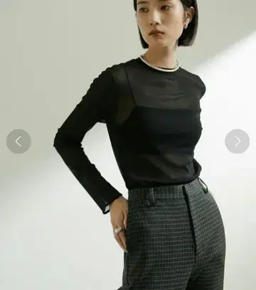 새상품급 GALLARDAGALANTE 시어 튤 크루넥 상의
