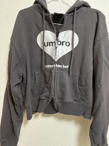 HTH umbro 하트 프린트 집업 후드티