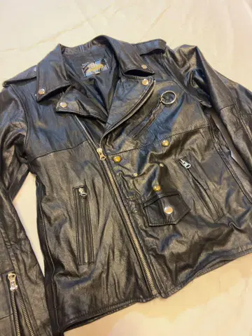 블랙 가죽 라이더 자켓 reworked leather