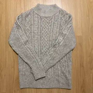 그레이 케이블 니트 스웨터 L