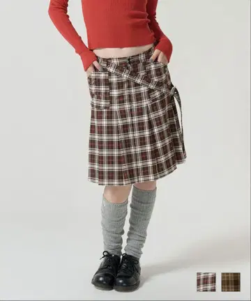 [ TINA:JOJUN ] 미니 체크 플리츠 스커트