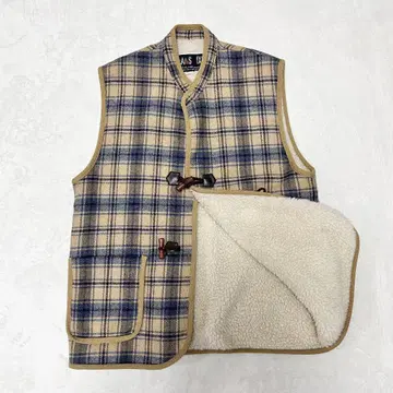 DAKS 닥스 보아 안감 체크 무늬 더플 베스트 울 L