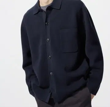[새상품급] UNIQLO 밀라노 리브 셔츠 가디건 M 네이비