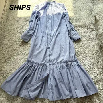 [ 새상품급 ] SHIPS 쉽스 맥시 길이 티어드 프릴 셔츠 원피스 M