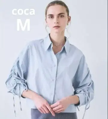 coca 소매 셔링 크롭 블라우스